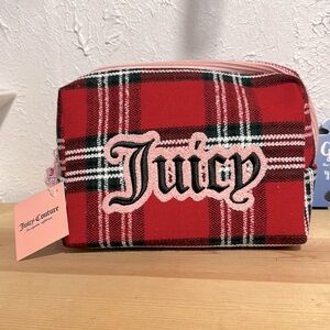 Juicy Couture Red, black and pink Plaid Cosmetic Bag